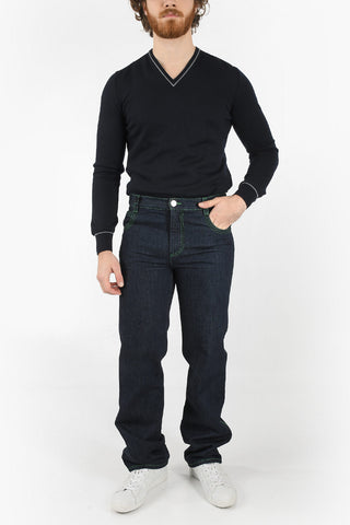 5 Pockets Straight Fit Denims with Visible Stitchings 21cm