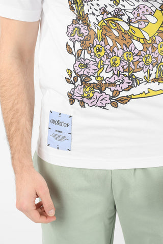 MCQ GROW UP N.9 T-shirt Girocollo con Stampa Multicolor e Logo Patch