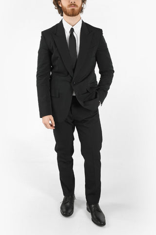 Virgin-wool-blend Single-breasted Blazer with Peak Lapel
