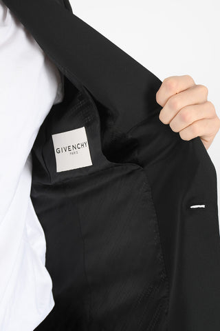 Virgin-wool-blend Single-breasted Blazer with Peak Lapel