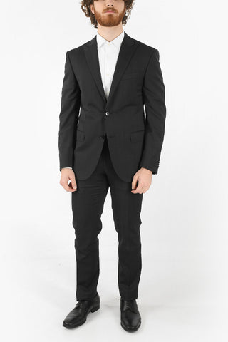 Windowpane Check ACADEMY Suit with Flap Pocket and Peak Lapel