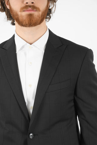 Windowpane Check ACADEMY Suit with Flap Pocket and Peak Lapel