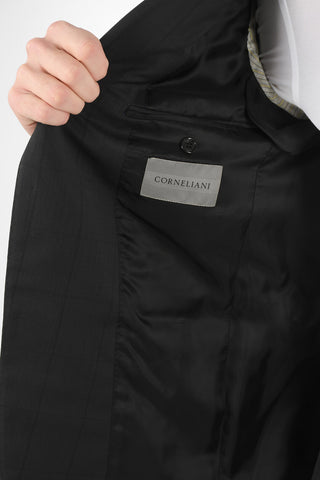 Windowpane Check ACADEMY Suit with Flap Pocket and Peak Lapel