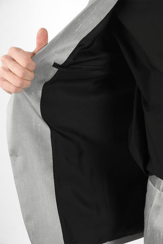 Silk-shantung Single-breasted Blazer with Peak Lapel