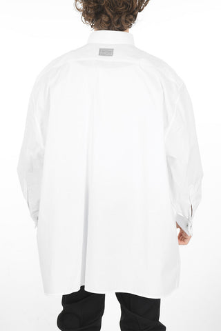 Striped Over-sized Business Shirt with Logo Patch on Sleeve