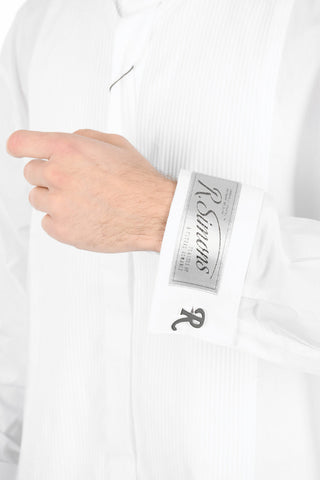 Striped Over-sized Business Shirt with Logo Patch on Sleeve