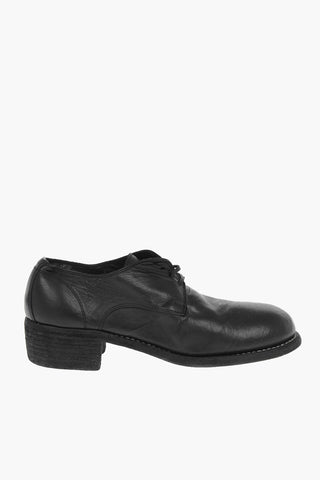 Scarpe Derby Allacciate in Pelle di Cavallo 4cm