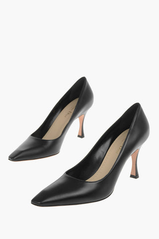Spool Heel Leather Pumps 8cm