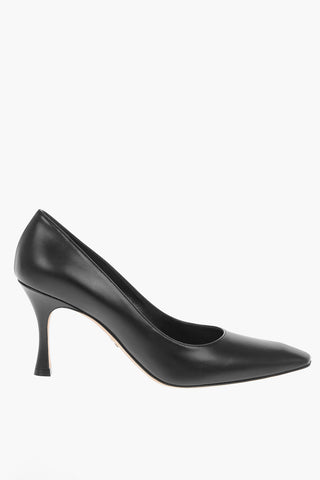 Spool Heel Leather Pumps 8cm