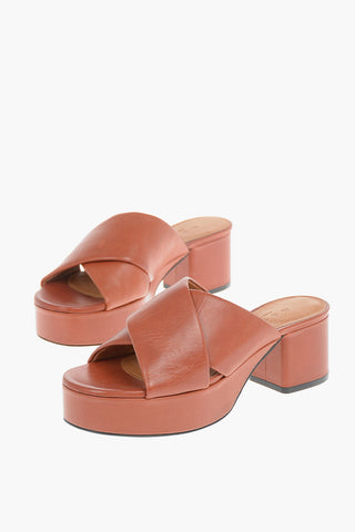 Leather Mules with Crossover Double-strap