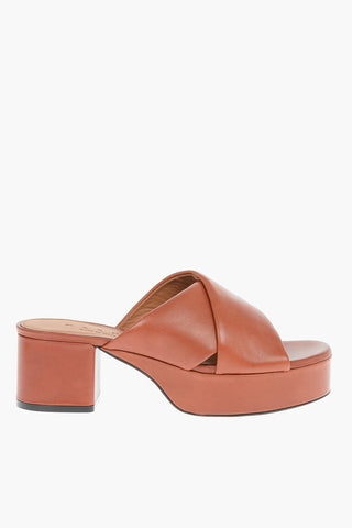 Leather Mules with Crossover Double-strap