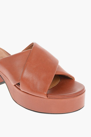 Leather Mules with Crossover Double-strap