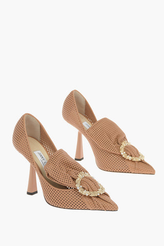 Jewel Buckle LYZ Perforated Leather Pumps 10cm
