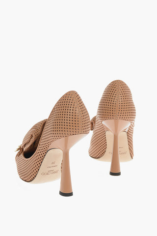 Jewel Buckle LYZ Perforated Leather Pumps 10cm