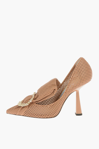 Jewel Buckle LYZ Perforated Leather Pumps 10cm