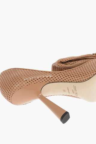 Jewel Buckle LYZ Perforated Leather Pumps 10cm