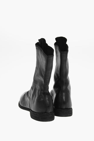Stivaletti in Pelle di Cavallo con Zip Frontale