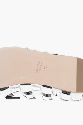 Front Bow Woven Leather Ballet Flats