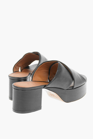Leather Mules with Crossover Double-strap