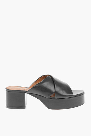 Leather Mules with Crossover Double-strap