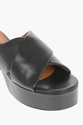 Leather Mules with Crossover Double-strap