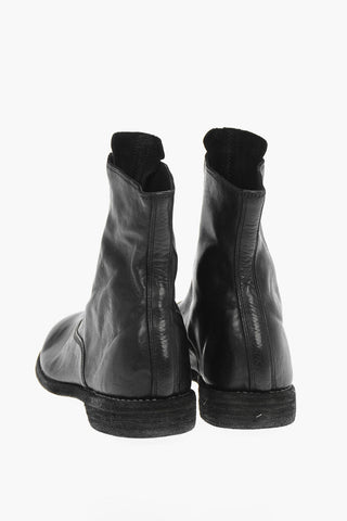 Front Zipped Horse Leather Booties