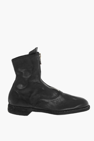 Front Zipped Horse Leather Booties