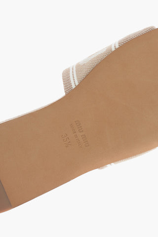 Sliders in Denim Jacquard con Fascia Logata