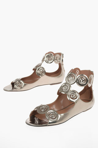 Back Zipped RHODIUM Flat Sandals