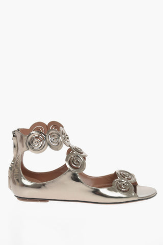 Back Zipped RHODIUM Flat Sandals