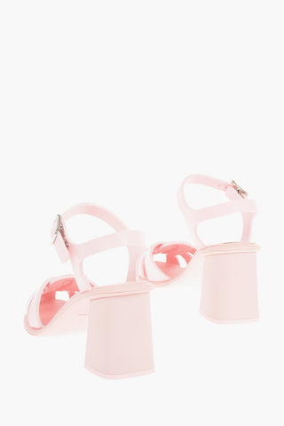 Squared Heel SOFT CAGE Rubber Slingback Sandals 8cm