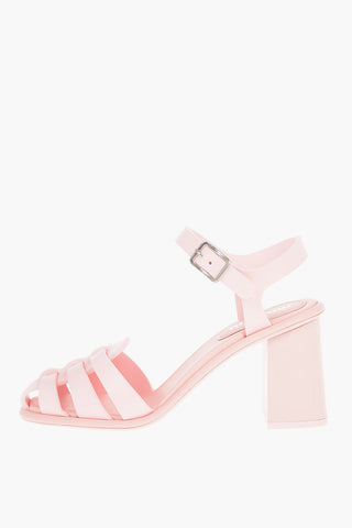 Squared Heel SOFT CAGE Rubber Slingback Sandals 8cm