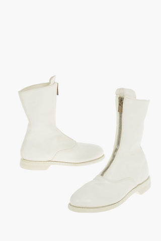 Front Zipped Horse Leather Mid Booties
