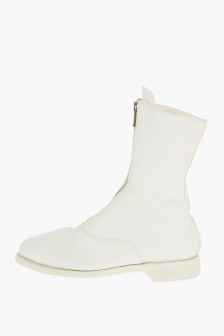 Front Zipped Horse Leather Mid Booties