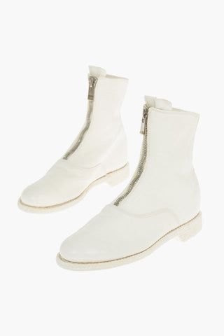 Front Zipped Horse Leather Booties