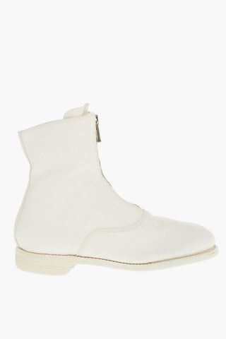 Front Zipped Horse Leather Booties