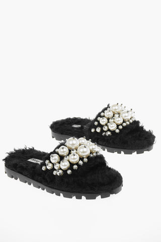Pearls PARTY PROJECT Shearling Sliders