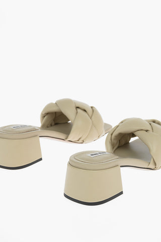 Woven Motif Nappa Open Toe Mules
