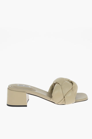 Woven Motif Nappa Open Toe Mules