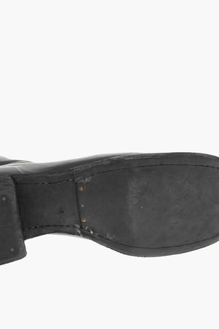 Squared Heel Horse Leather Booties with Back Zip 4cm