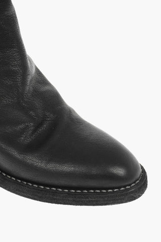 Textured Leather Western Booties with Back Zip 5cm