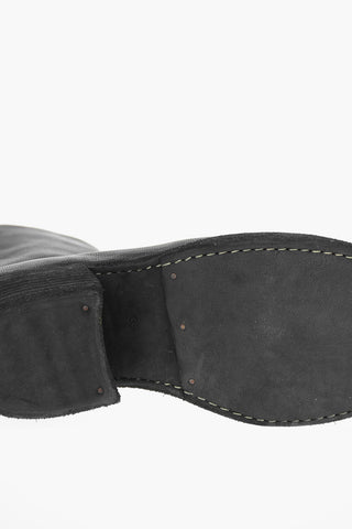 Textured Leather Western Booties with Back Zip 5cm