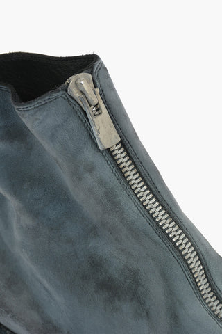 Front Zipped Brushed Leather Booties 4cm