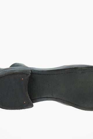 Front Zipped Brushed Leather Booties 4cm