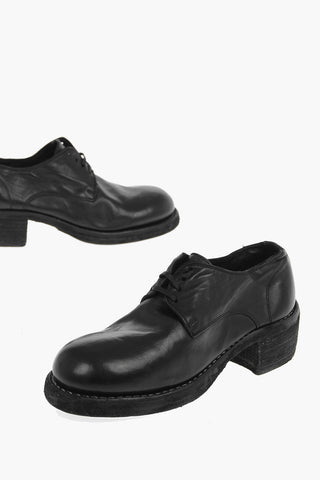 Scarpe Derby Allacciate in Pelle di Cavallo 4cm