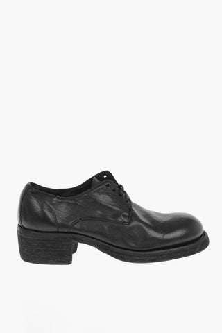 Scarpe Derby Allacciate in Pelle di Cavallo 4cm