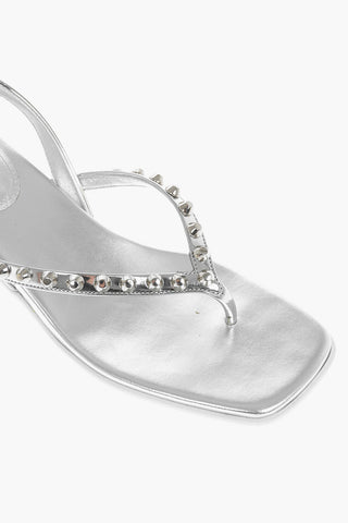 Sandali Infradito METAL TECH in Pelle Lamè con Tacco a Rocchetto 4cm