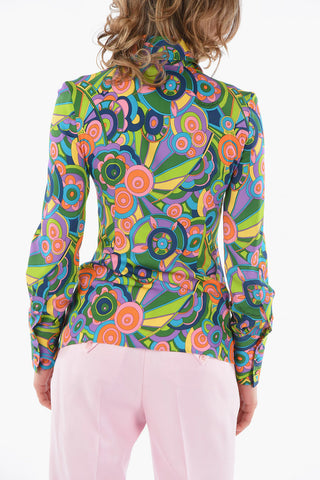 60's Years Printed Multicolor Silk Shirt