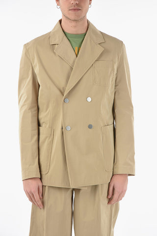 Blazer Doppiopetto in Nylon Stretch con Bottoni a Pressione