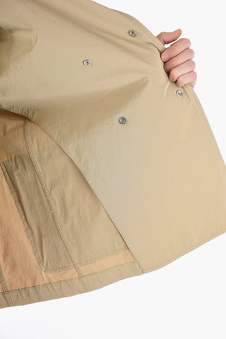 Double-breasted Stretch Nylon Blazer with Snap Buttons
